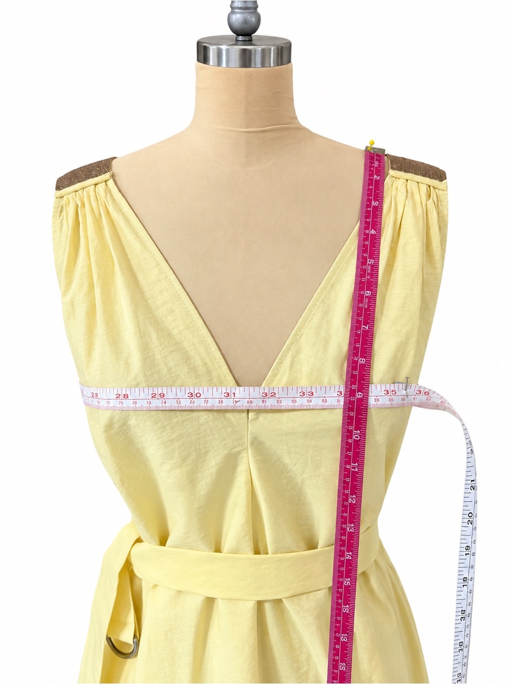Brunello Cucinelli Pale Yellow V-Neck Sleeveless Maxi Dress - Picture 7 of 8